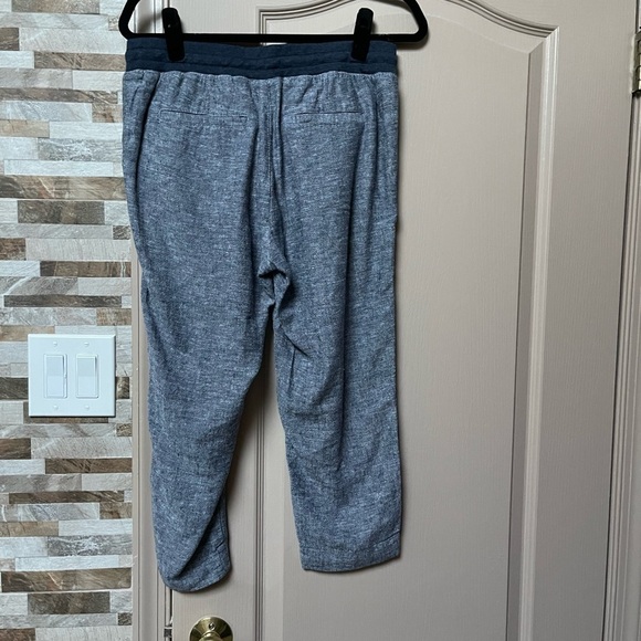 Nwt SUSINA 𝅺cropped slim linen pants with elastic waist and drawstrings Sz SP - Picture 4 of 9
